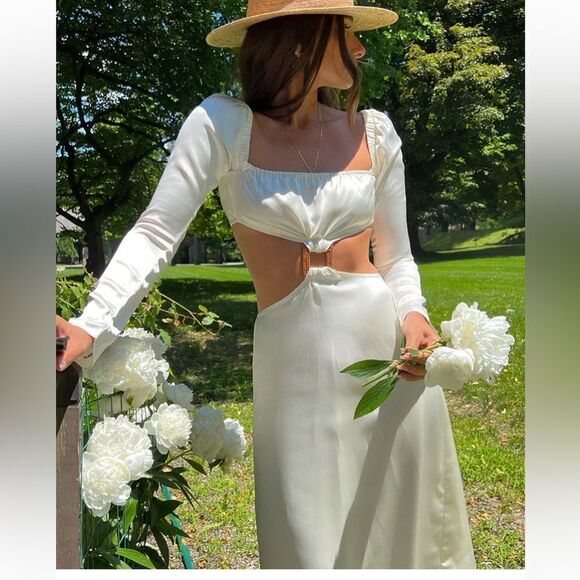 WeWoreWhat / Cut Out Satin Charmeuse Midi Dress - Picture 1 of 3